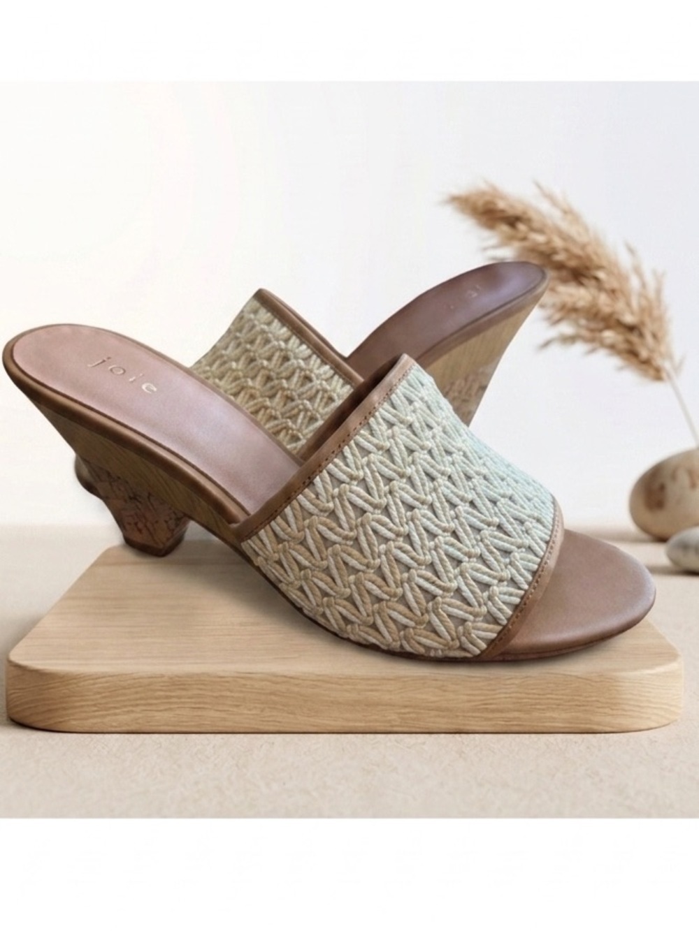Joie Womens Diamond Mule Sandal Wilderkind Boho Quiet Luxury 10M White Leather